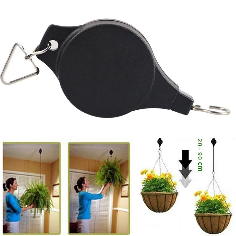 Retractable Pulley Hanging Basket Pull Down Hanger Flower Plant Baskets Pots For Garden Tools Support under 15kg