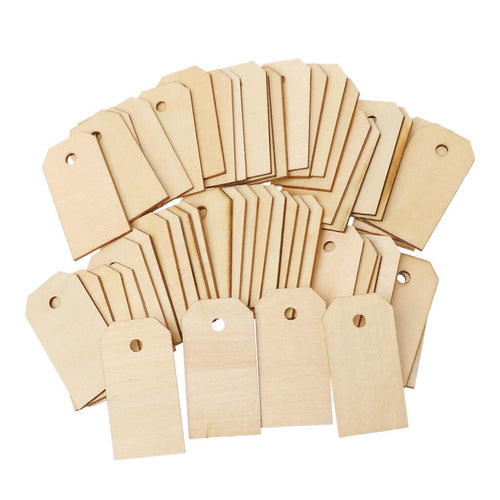 50pcs Blank Unfinished Wooden Gift Tags Hanging Ornaments Party Wedding Favors Drop Ship Support