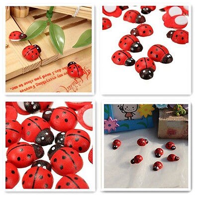 100 Pcs Wood Cute Artificial Mini Beetle Outdoor Fairy Garden Ornament Figurine Miniature Crafts Dollhouse Decor